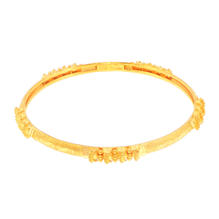22ct Yellow Gold Textured Bangle with Beaded Clusters #1