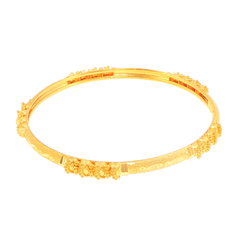 22ct Yellow Gold Textured Bangle with Beaded Clusters #1