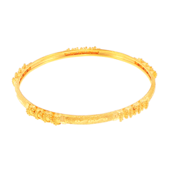 22ct Yellow Gold Textured Bangle with Beaded Clusters #1