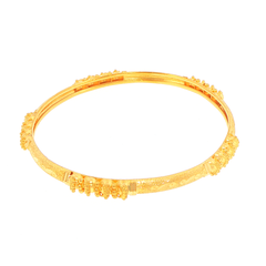 22ct Yellow Gold Textured Bangle with Beaded Clusters #2