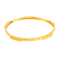 22ct Yellow Gold Textured Bangle with Beaded Clusters #2