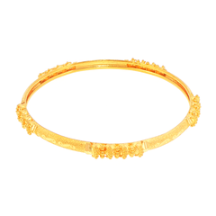 22ct Yellow Gold Textured Bangle with Beaded Clusters #4
