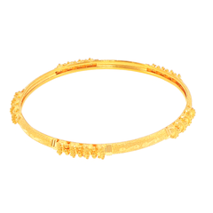 22ct Yellow Gold Textured Bangle with Beaded Clusters #4