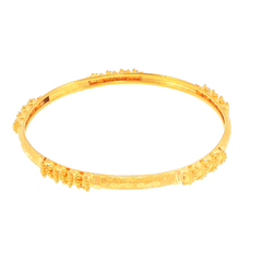 22ct Yellow Gold Textured Bangle with Beaded Clusters #4