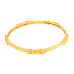 22ct Yellow Gold Textured Bangle with Beaded Clusters #3