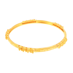 22ct Yellow Gold Textured Bangle with Beaded Clusters #3