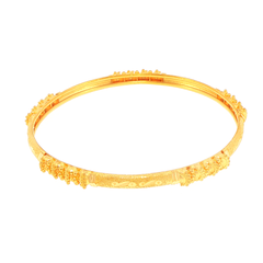 22ct Yellow Gold Textured Bangle with Beaded Clusters #3