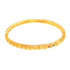 22ct Yellow Gold Ornate Bangle Bracelet with Colored Accent #2