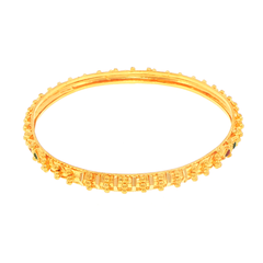 22ct Yellow Gold Ornate Bangle Bracelet with Colored Accent #2