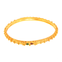 22ct Yellow Gold Ornate Bangle Bracelet with Colored Accent #1