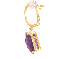 14ct Yellow Gold Cushion Cut Drop Earrings