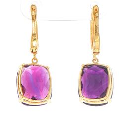 14ct Yellow Gold Cushion Cut Drop Earrings