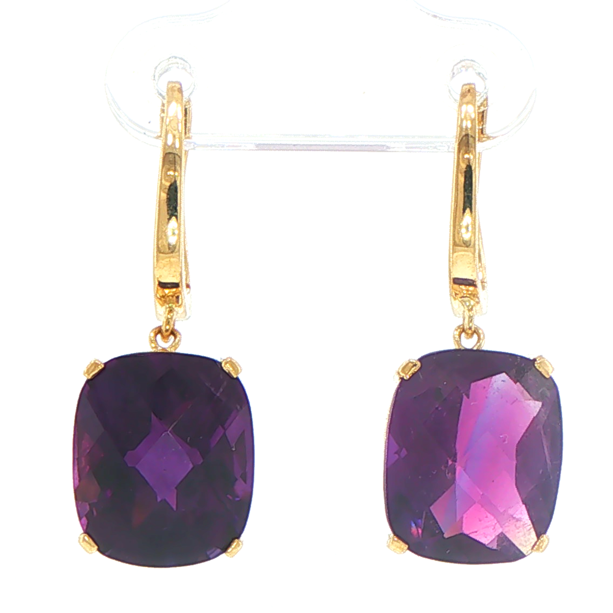 14ct Yellow Gold Cushion Cut Drop Earrings
