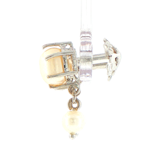 18ct White Gold Pearl Drop Earrings with Tiered Prong Settings