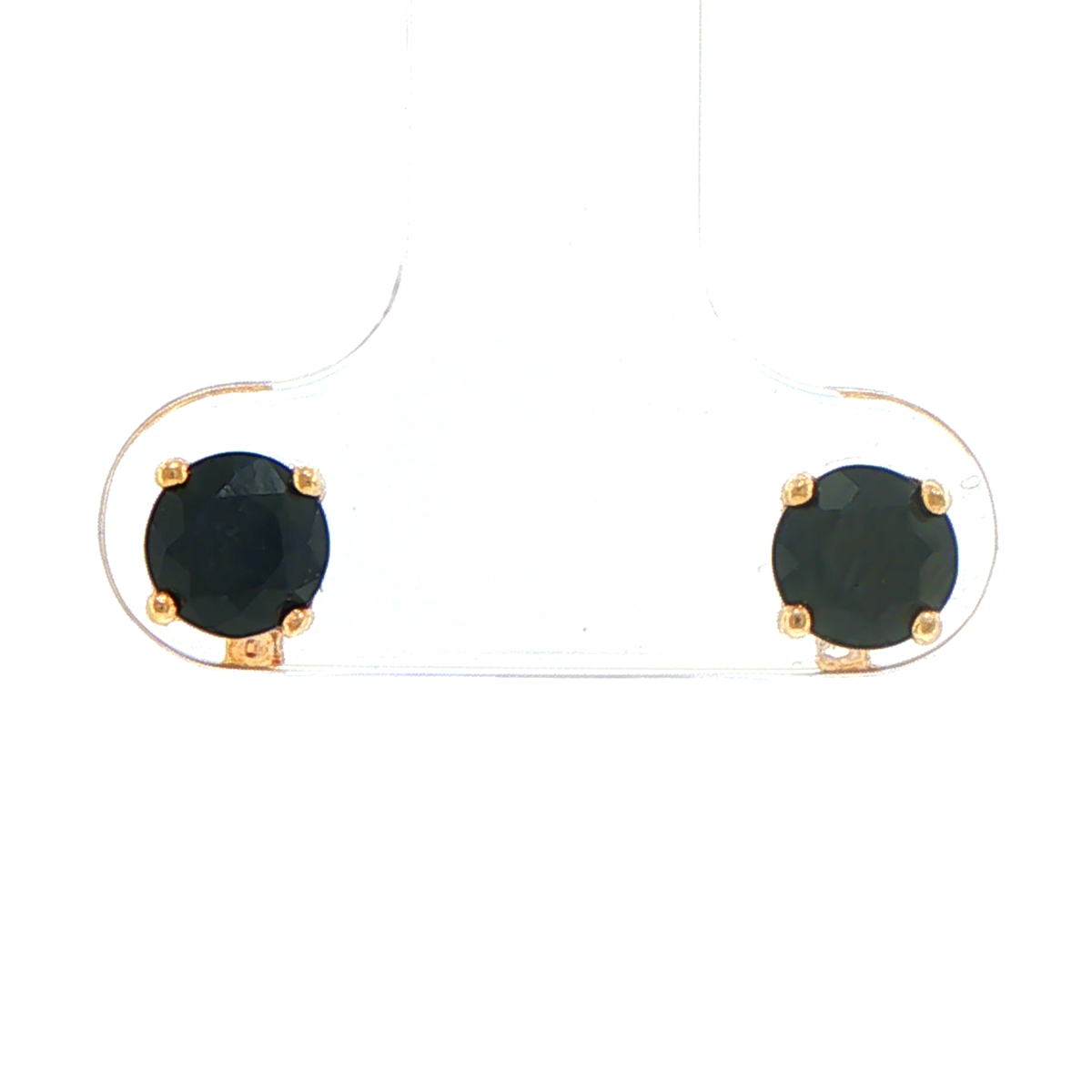 9ct Yellow Gold Deep Blue Stud Earrings
