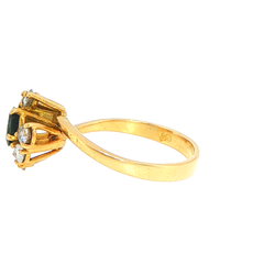 18ct Yellow Gold Deep Blue Multi-Stone Diamond Bypass Ring