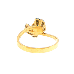 18ct Yellow Gold Deep Blue Multi-Stone Diamond Bypass Ring