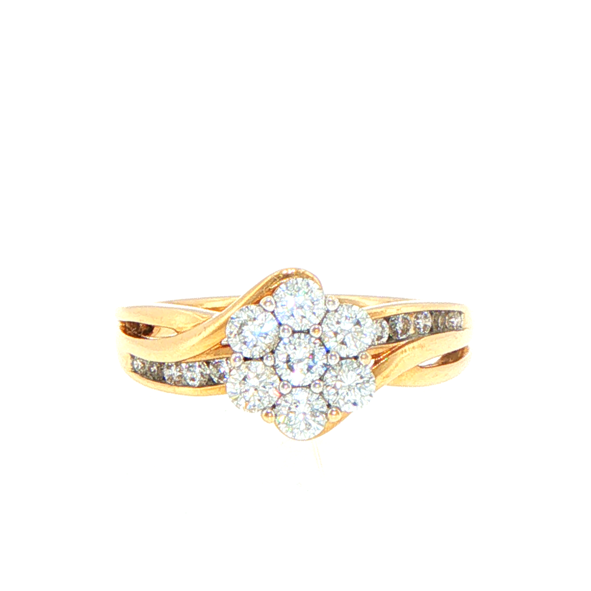 9ct Yellow Gold Lab-Grown Diamond Floral Cluster Ring