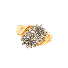 9ct Yellow Gold Diamond Cluster Cocktail Ring