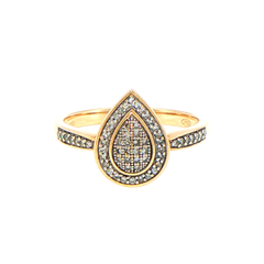 9ct Yellow Gold Tear Drop Diamond Cluster Cocktail Ring