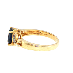 9ct Yellow Gold Oval Royal Blue Multi-Stone Diamond Ring