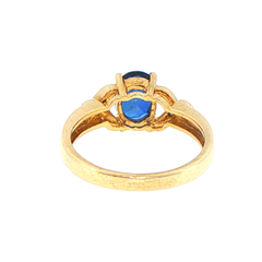 9ct Yellow Gold Oval Royal Blue Multi-Stone Diamond Ring