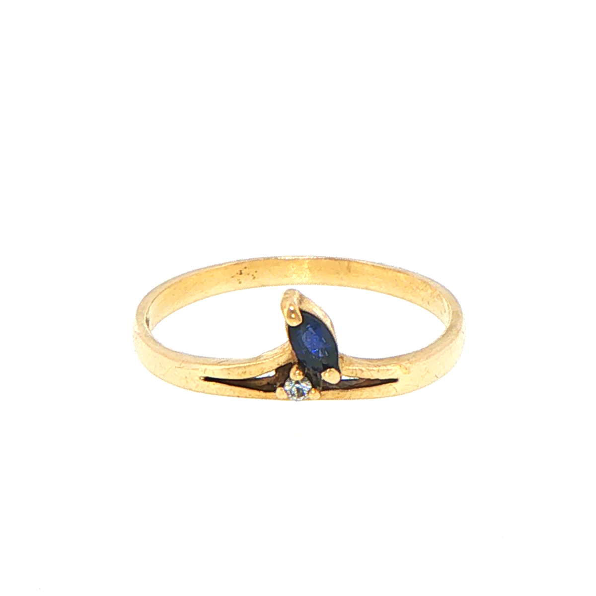 9ct Yellow Gold Chevron Royal Blue Multistone Cubic Circonia Ring