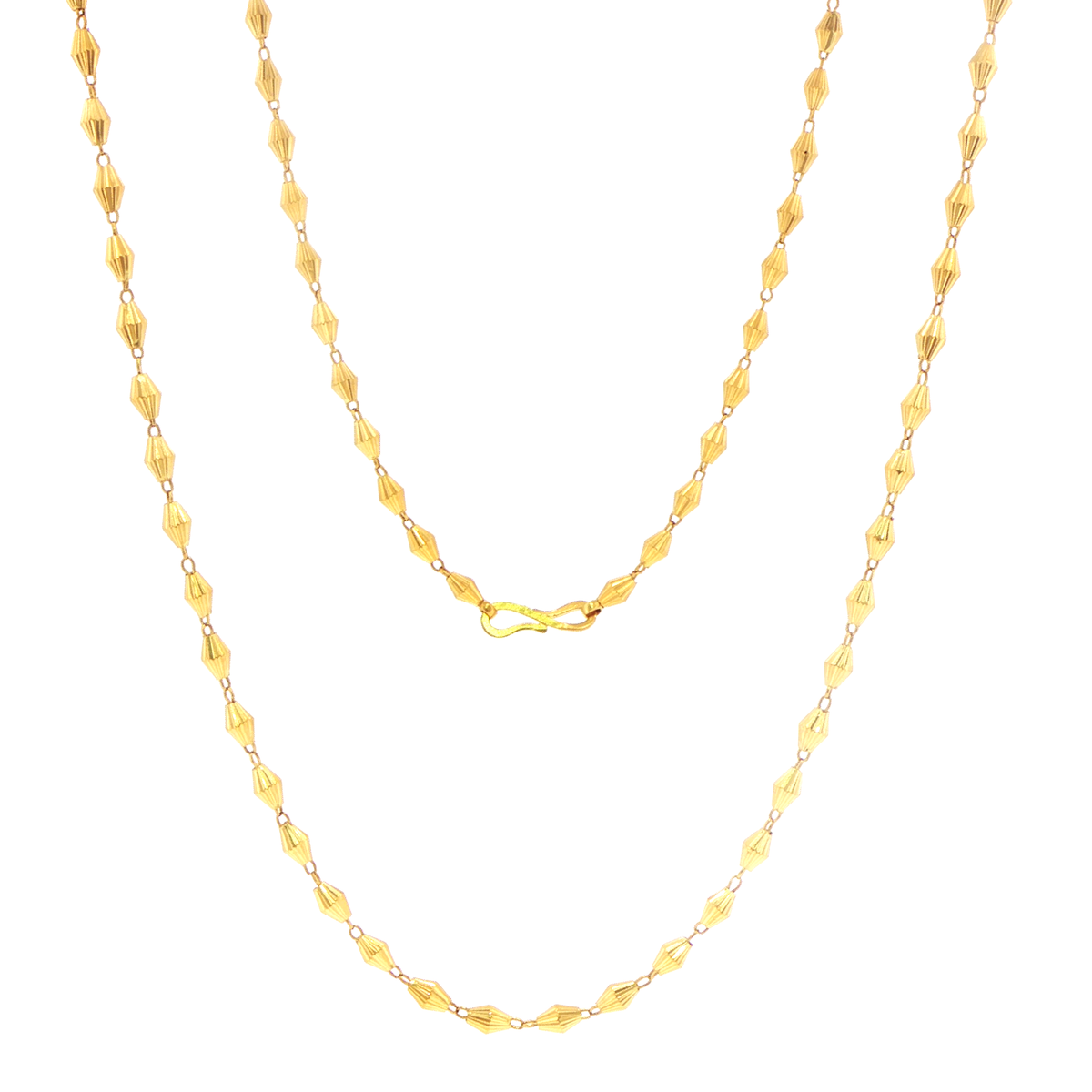 22ct Yellow Gold Faceted Bicone Beaded Chain Necklace