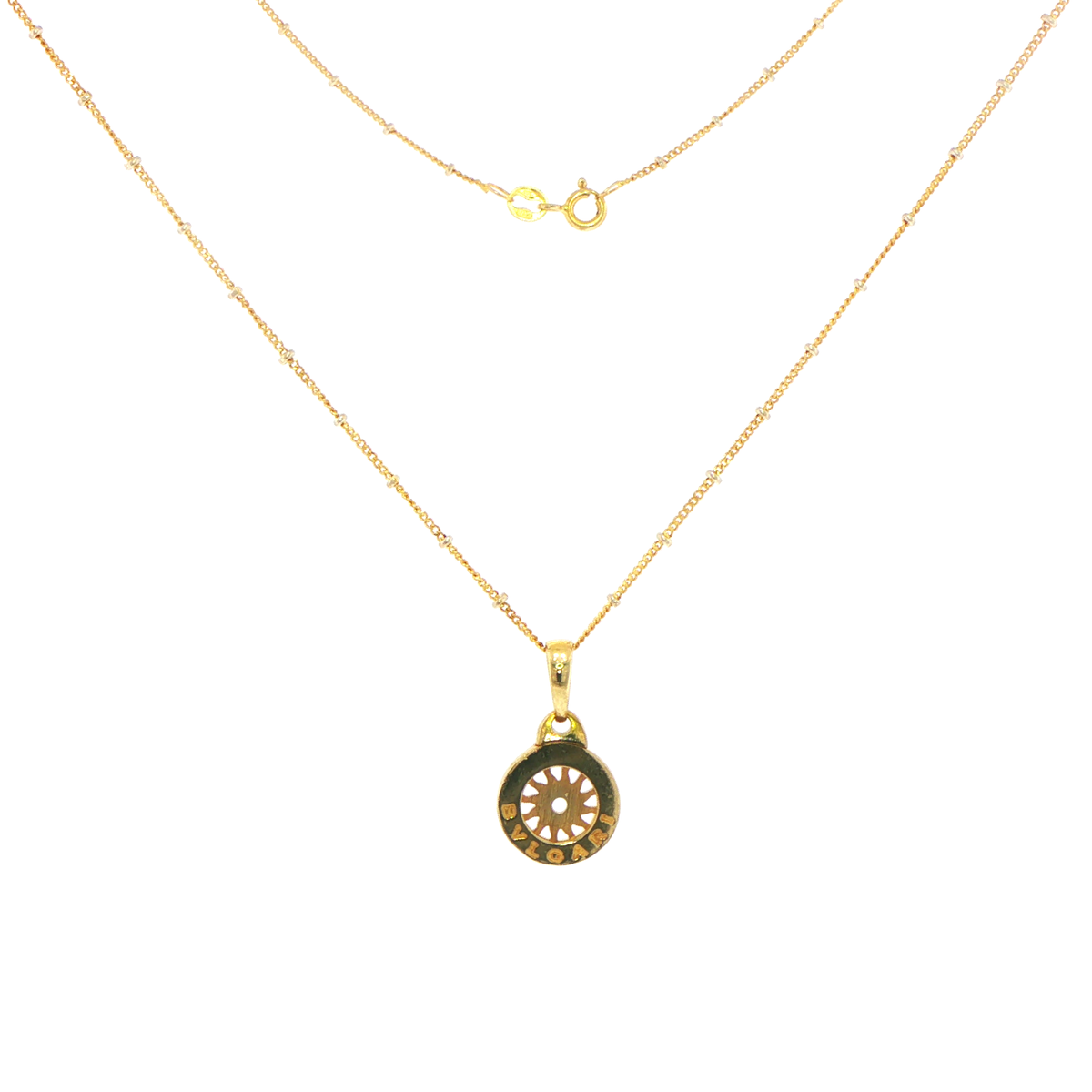 14ct Yellow Gold Bulgari Pendant Beaded Necklace