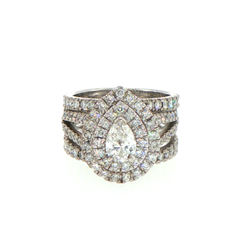 18ct White Gold Pear Diamond Double Halo Ring Set - Valued at $19,450!