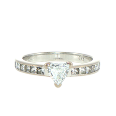 18ct White Gold Trillion Cut Diamond Ring with Channel Set Band - Valued at  $11,000!