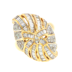 18ct Yellow Gold Diamond Ribbon Motif Cocktail Ring - Valued at $15,000!