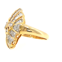18ct Yellow Gold Diamond Ribbon Motif Cocktail Ring - Valued at $15,000!