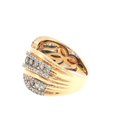 10ct Yellow Gold Diamond Crossover Wide Band Ring 1.0ct TDW