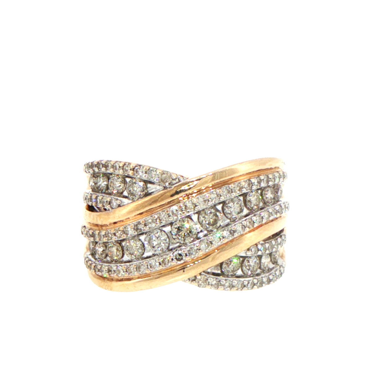 10ct Yellow Gold Diamond Crossover Wide Band Ring 1.0ct TDW