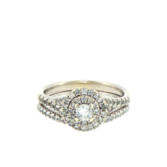 10ct White Gold Double Halo Diamond Engagement Ring Set