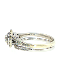 10ct White Gold Double Halo Diamond Engagement Ring Set