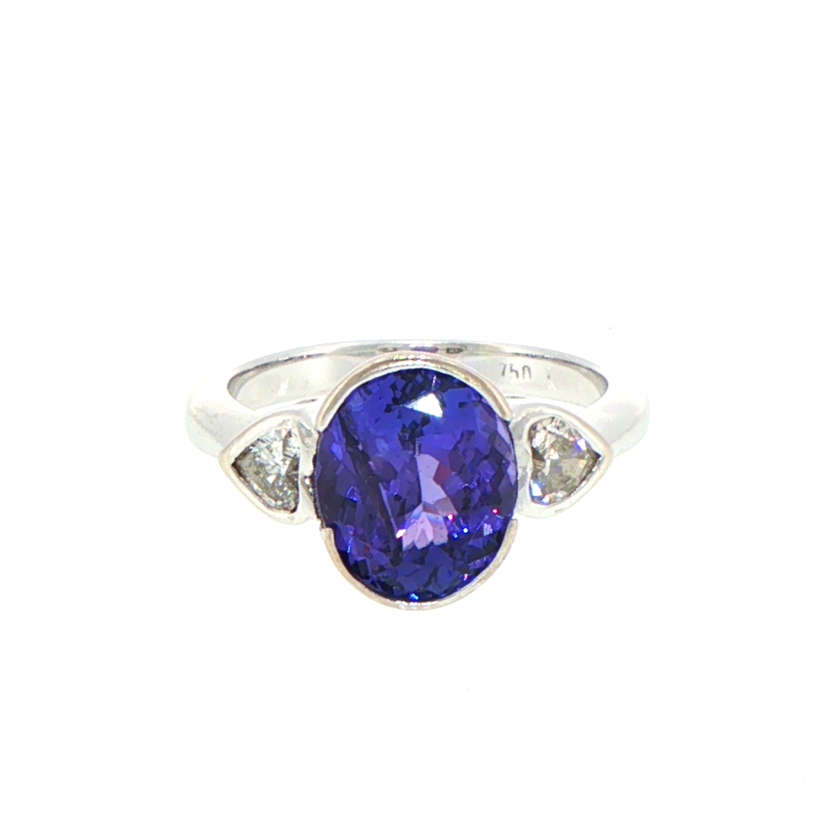 18ct White Gold Oval Tanzanite and Diamond Ring - Valued at $10,000!