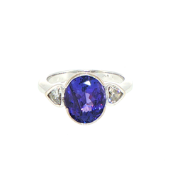 18ct White Gold Oval Tanzanite and Diamond Ring - Valued at $10,000!