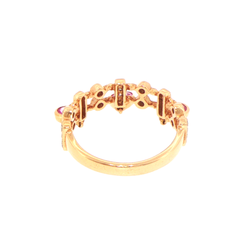18ct Rose Gold Diamond Ring with Pear-Cut Dangle Pink Tourmaline - Valued at $4,290!