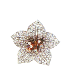 18ct White Gold Diamond Pavé Floral Brooch Ring - Valued at $9,290!