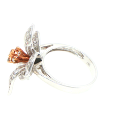 18ct White Gold Diamond Pavé Floral Brooch Ring - Valued at $9,290!