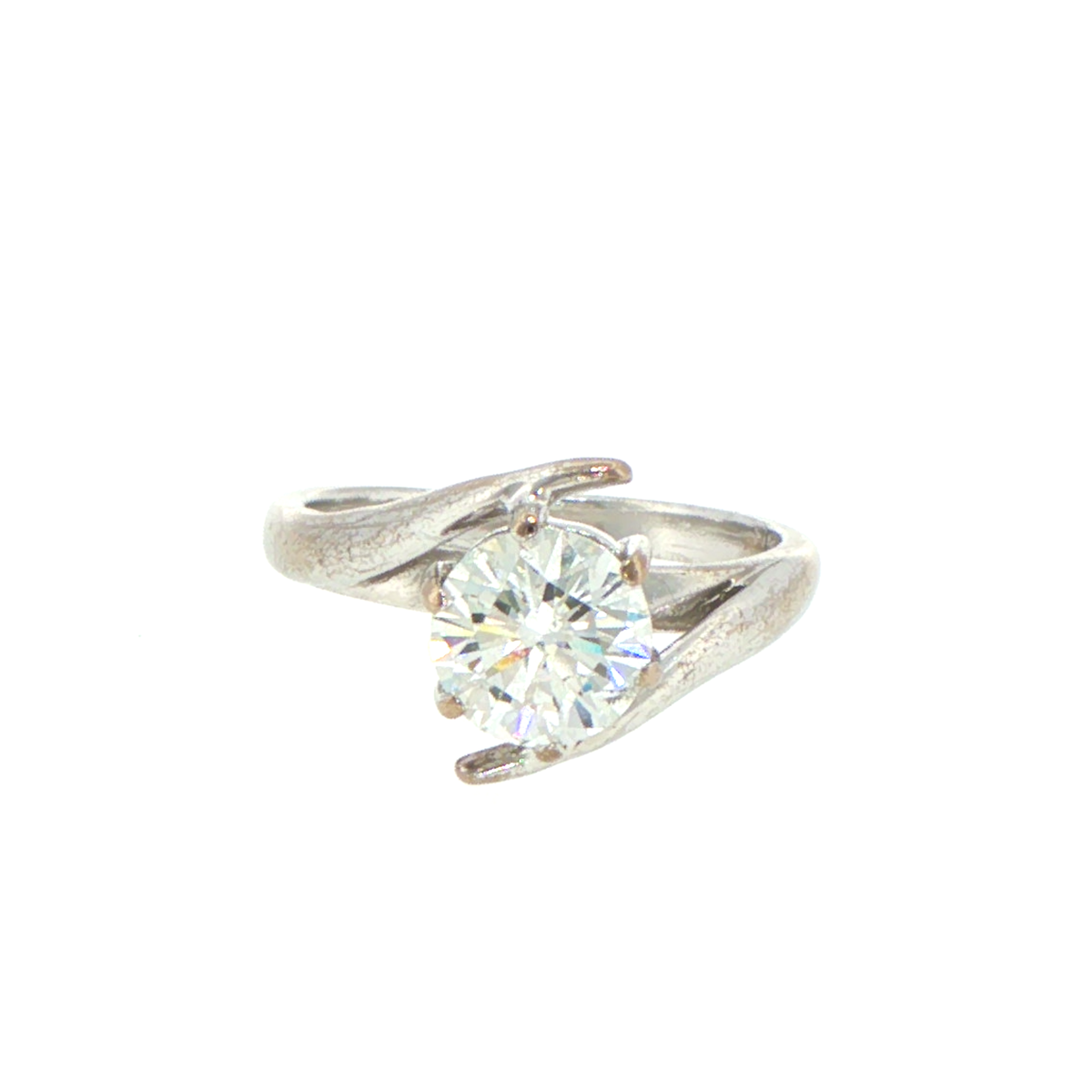 18ct Round Diamond Solitaire Ring in Silver Bypass Setting - Valued at $8,490