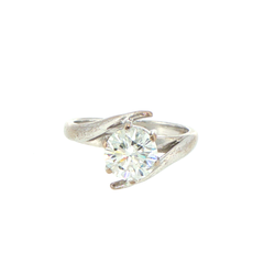 18ct Round Diamond Solitaire Ring in Silver Bypass Setting - Valued at $8,490