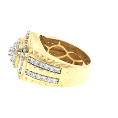 9ct Yellow Gold Diamond Cluster Statement Signet Ring - Valued at $9,590