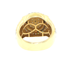 9ct Yellow Gold Diamond Cluster Statement Signet Ring - Valued at $9,590