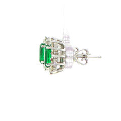 18ct White Gold Emerald and Diamond Cluster Earrings - Valued at $11,000!