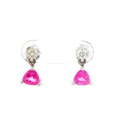 18ct White Gold Pink Sapphire and Diamond Stud Drop Earrings - Valued at $4,095!