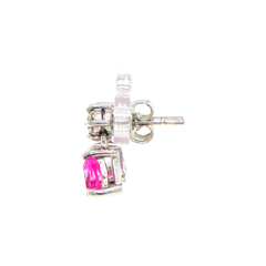 18ct White Gold Pink Sapphire and Diamond Stud Drop Earrings - Valued at $4,095!