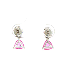 18ct White Gold Pink Sapphire and Diamond Stud Drop Earrings - Valued at $4,095!